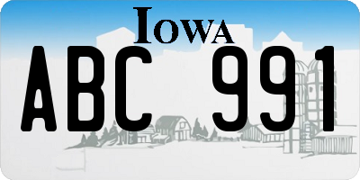 IA license plate ABC991