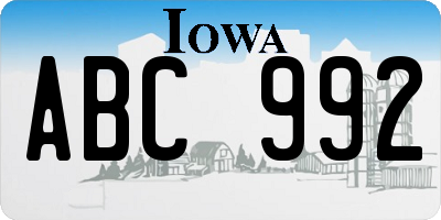 IA license plate ABC992