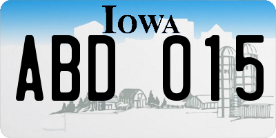 IA license plate ABD015