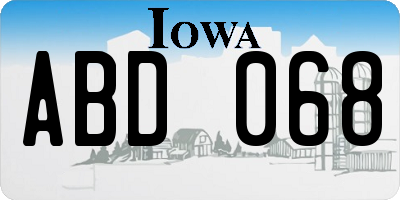 IA license plate ABD068