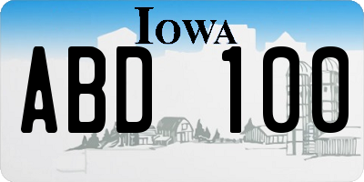 IA license plate ABD100