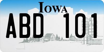 IA license plate ABD101