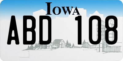 IA license plate ABD108