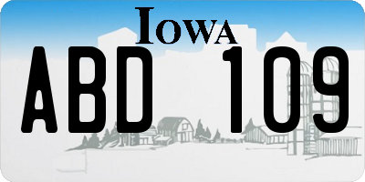 IA license plate ABD109