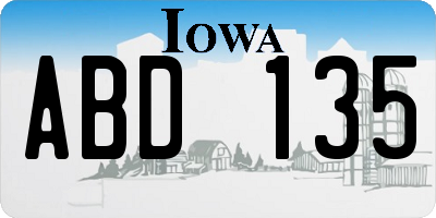 IA license plate ABD135