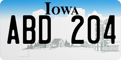 IA license plate ABD204