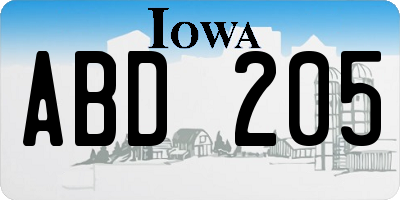 IA license plate ABD205