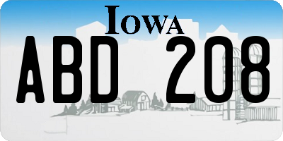 IA license plate ABD208