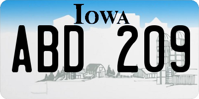 IA license plate ABD209