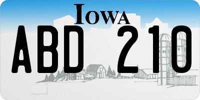 IA license plate ABD210