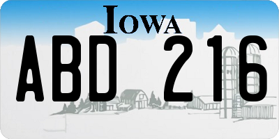 IA license plate ABD216