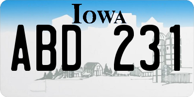 IA license plate ABD231
