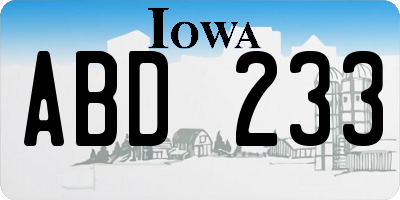 IA license plate ABD233
