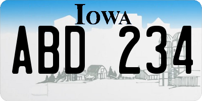 IA license plate ABD234