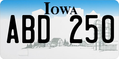 IA license plate ABD250