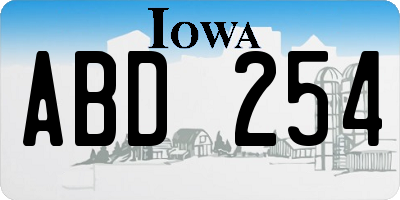 IA license plate ABD254