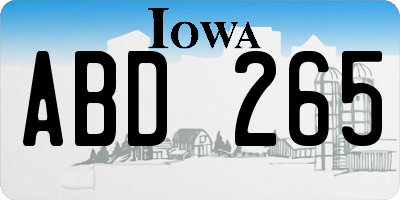 IA license plate ABD265