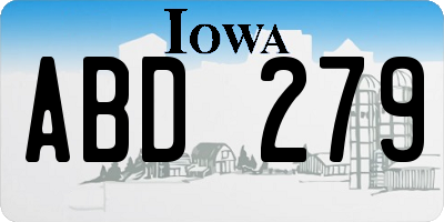 IA license plate ABD279