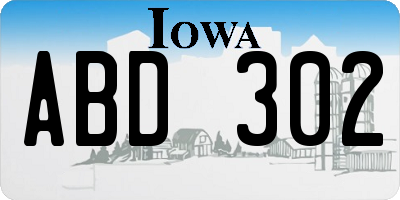 IA license plate ABD302