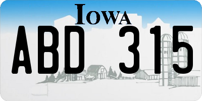IA license plate ABD315