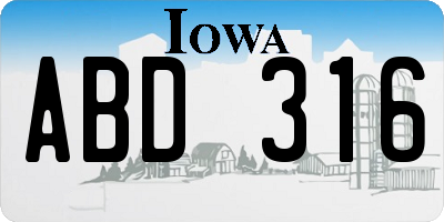 IA license plate ABD316