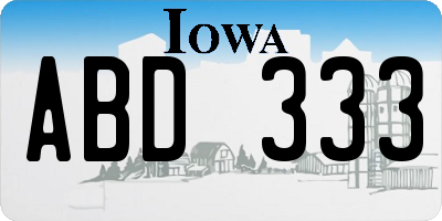 IA license plate ABD333