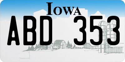IA license plate ABD353