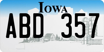 IA license plate ABD357