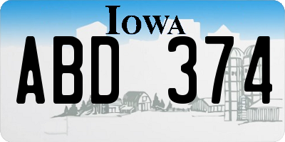 IA license plate ABD374