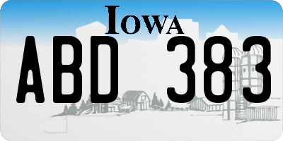 IA license plate ABD383