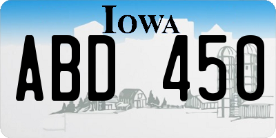 IA license plate ABD450