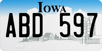 IA license plate ABD597