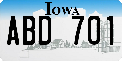 IA license plate ABD701