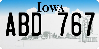 IA license plate ABD767