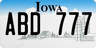 IA license plate ABD777
