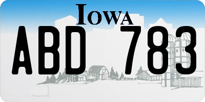 IA license plate ABD783