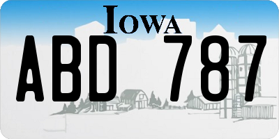 IA license plate ABD787