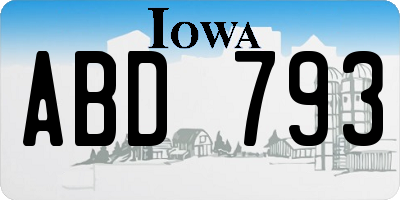 IA license plate ABD793