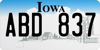 IA license plate ABD837