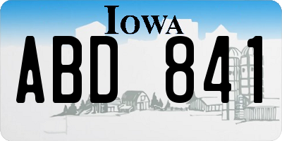 IA license plate ABD841