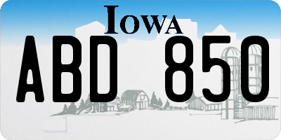 IA license plate ABD850