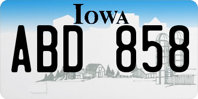 IA license plate ABD858