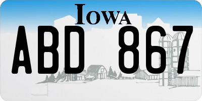 IA license plate ABD867