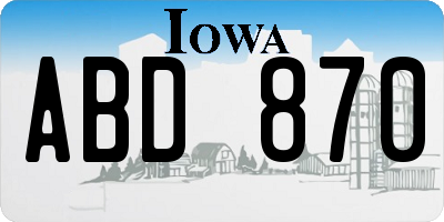 IA license plate ABD870