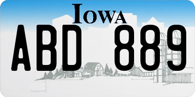 IA license plate ABD889