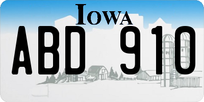 IA license plate ABD910