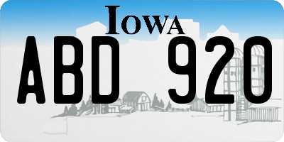 IA license plate ABD920