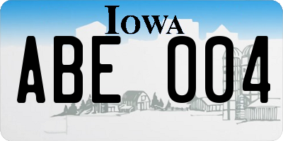 IA license plate ABE004