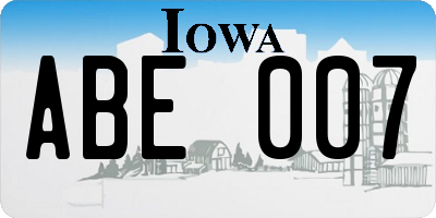 IA license plate ABE007
