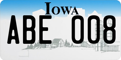 IA license plate ABE008
